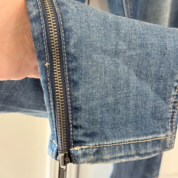 Free People Blue Cigarette Faded Distressed Wash Jeans Zipper Ankle High-Rise - Picture 5 of 5